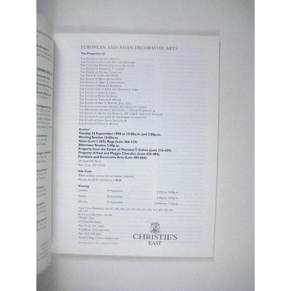 Christies Auction Catalog 1998 New York 8149 European Asian Decorative Arts - Picture 3 of 7